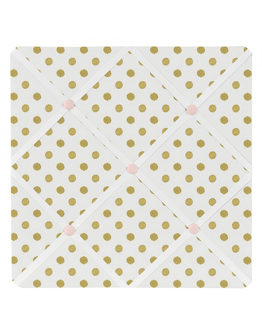 Fabric Memory Memo Photo Bulletin Board for Blush Pink White Damask and Gold Polka Dot Amelia Collection - B53D0KX68