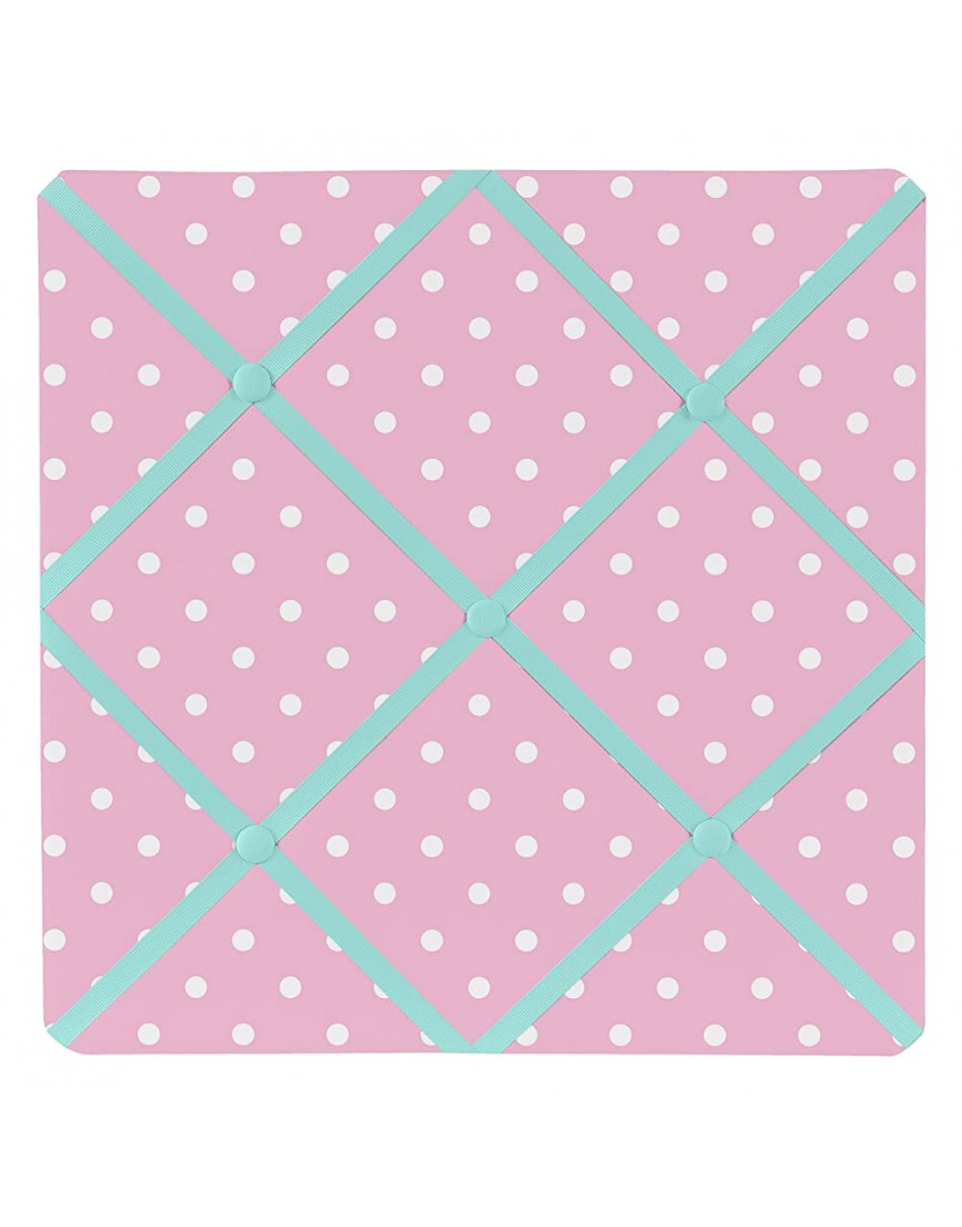 Pink Polka Dot and Turquoise Skylar Fabric Memory Memo Photo Bulletin Board - BMTY59GJL
