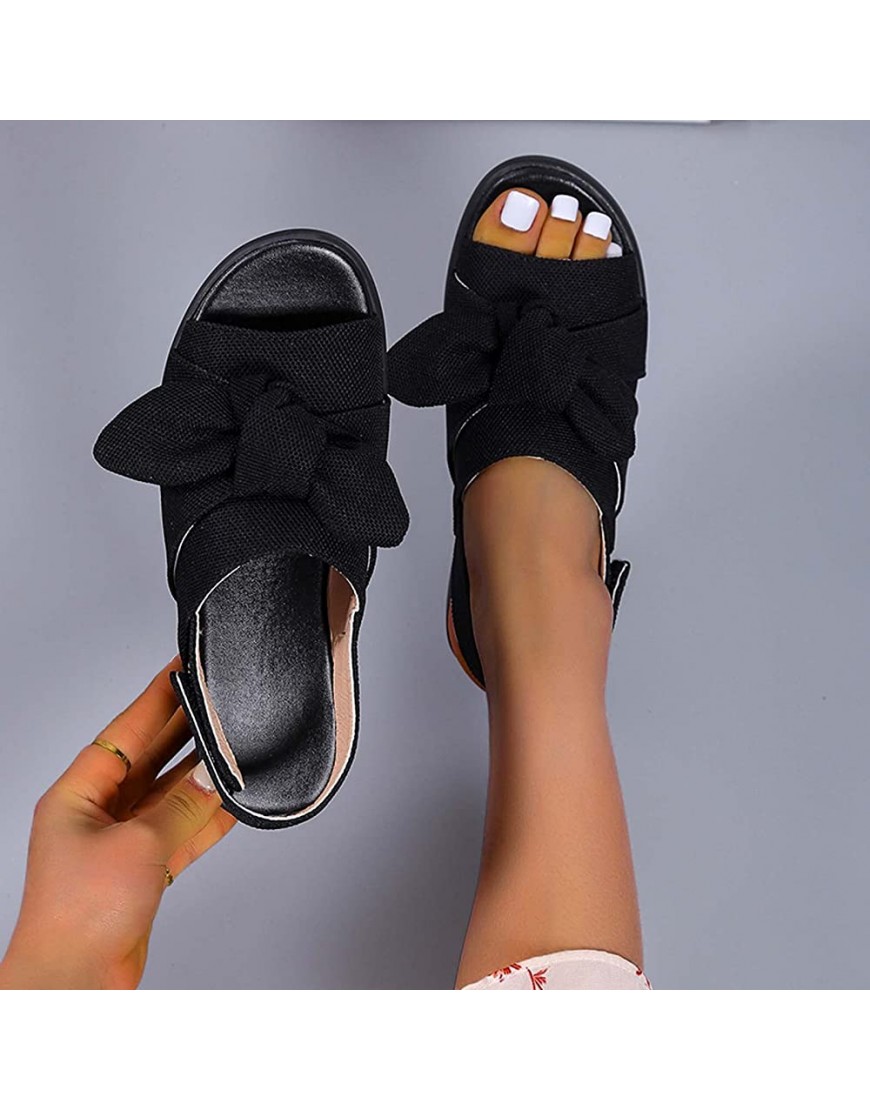 sckarle Sandals for Women Cute Bow Tie Casual Sandals Open Toe Platform Arch Support Wedge Sandals - BCS36PHDR