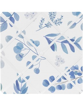 Sweet Jojo Designs Floral Leaf Fabric Memory Memo Photo Bulletin Board Blue Grey and White Boho Watercolor Botanical Flower Woodland Tropical Garden - BTR9P0ICX
