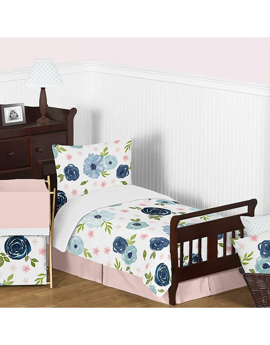 Sweet Jojo Designs Navy Blue and Pink Watercolor Floral Fabric Memory Memo Photo Bulletin Board Blush Green and White Shabby Chic Rose Flower - B2UEYPC6I