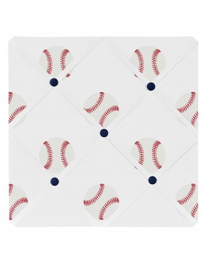 Sweet Jojo Designs Red White and Blue Fabric Memory Memo Photo Bulletin Board for Baseball Patch Sports Collection - BJIM0KLWS