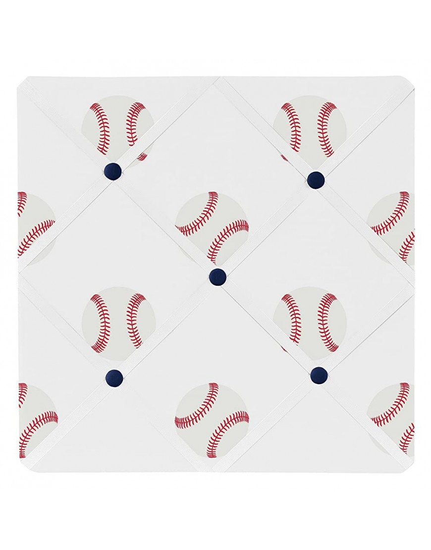 Sweet Jojo Designs Red White and Blue Fabric Memory Memo Photo Bulletin Board for Baseball Patch Sports Collection - BJIM0KLWS