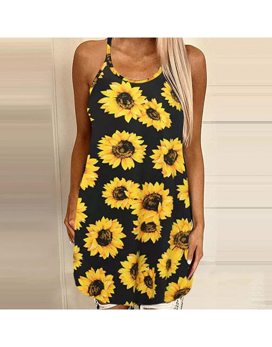 Womens Maxi Dresses Casual Sleeveless Long Dresses Plus Size Sundress Fashion Print Summer Beach Dress with Pockets - B1BHG4ZHZ