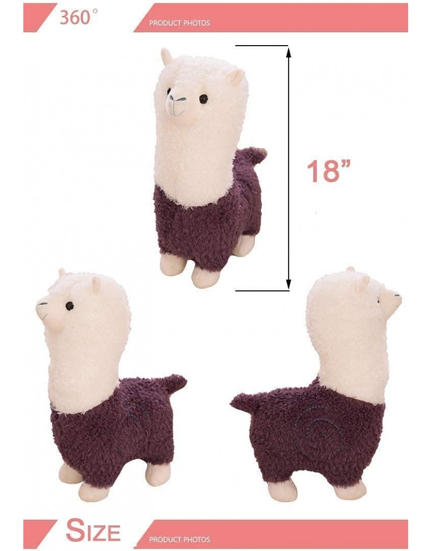 18 Alpaca Plush Toy Llama Stuffed Animal Large Doll Plushie Hug Pillow Soft Fluffy Cushion Super Kawaii Gift for Birthday Girls and Lovers Washable White - B5VAODOIN