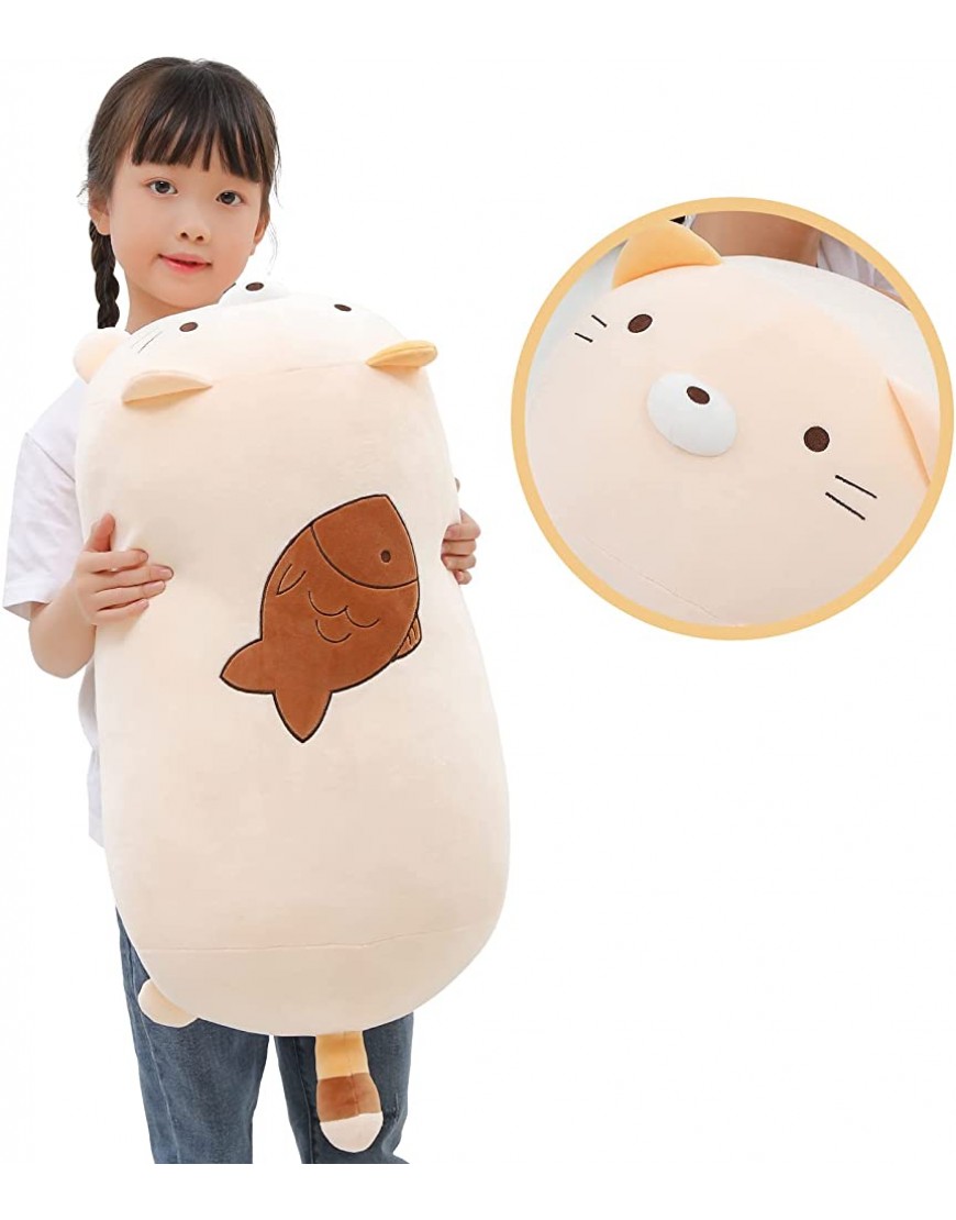 23.6 Cute Big Cat Plush Soft Hugging Pillow,Large Fat Cats Stuffed Animals Toy Doll for Kids Birthday,Valentine,Christmas - BYVVAP9UK