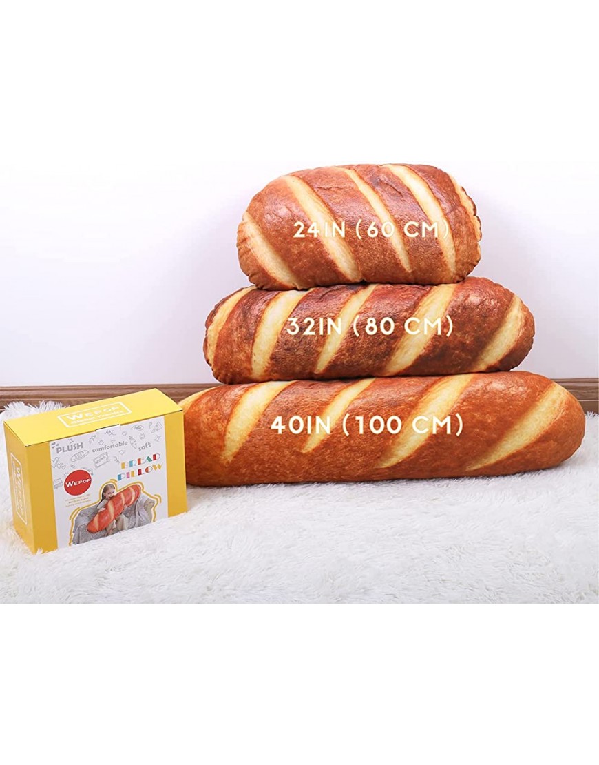 40 in 3D Simulation Bread Shape Pillow Soft Lumbar Baguette Back Cushion Funny Food Plush Stuffed Toy - BV7RJKCLX