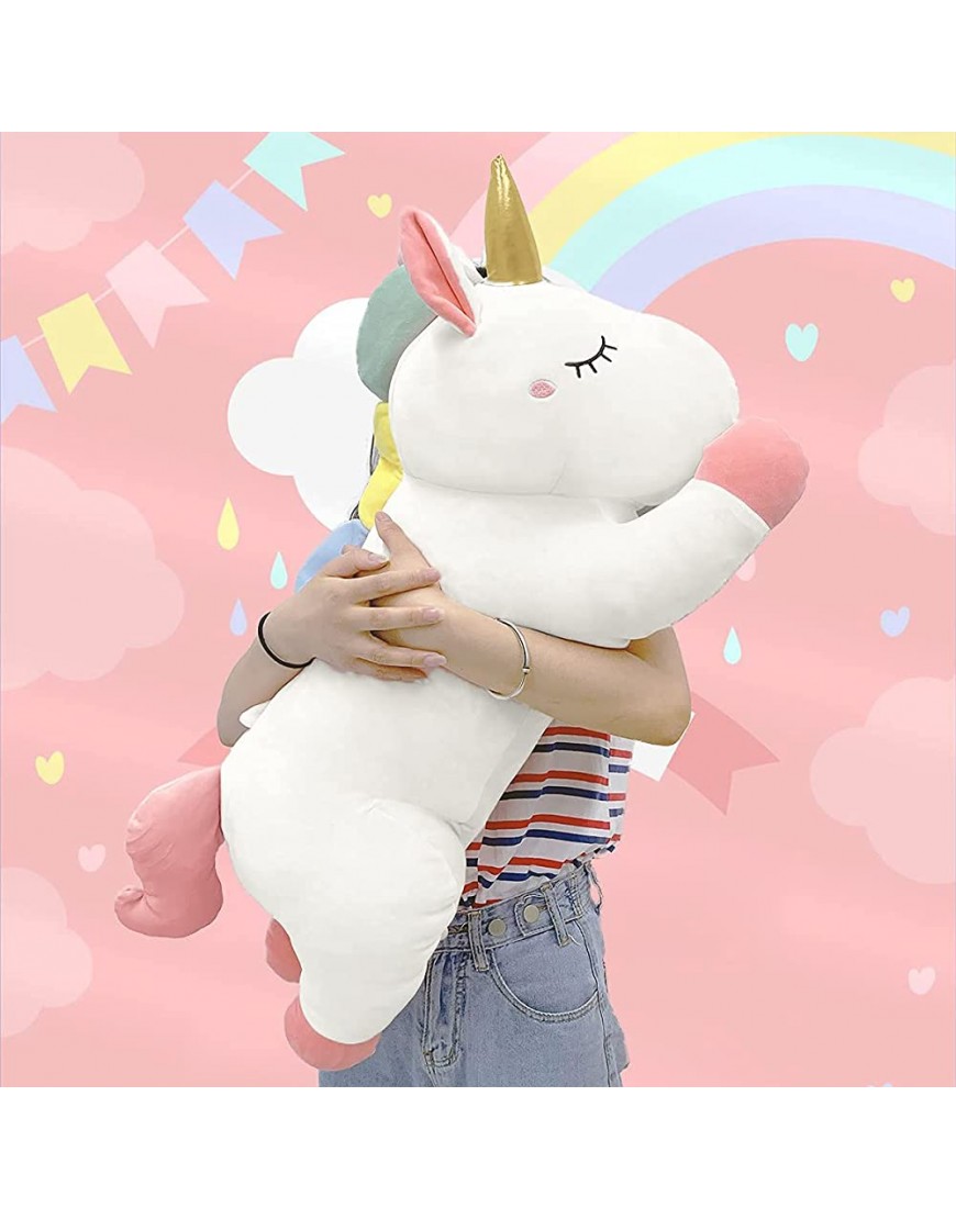 ARELUX 24" Cute White Giant Stuffed Unicorn Plush:Soft Animal Hugging Pillow Big Body Squishy Plushie,Large Fluffy Gifts for Kids Kawaii Toy for Girls Room Decor… - BB3XXYWIC