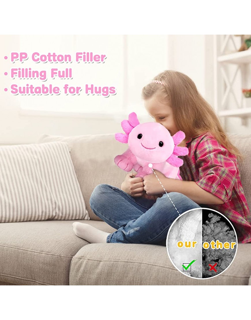 Axolotl Plush Toy,9 Inch Cute Soft Stuffed Animal Plushies,Axolotl Plush Toys for Kids,Pillow Doll Lumbar Back,Gift for Birthday Decor - BX0VZALPW