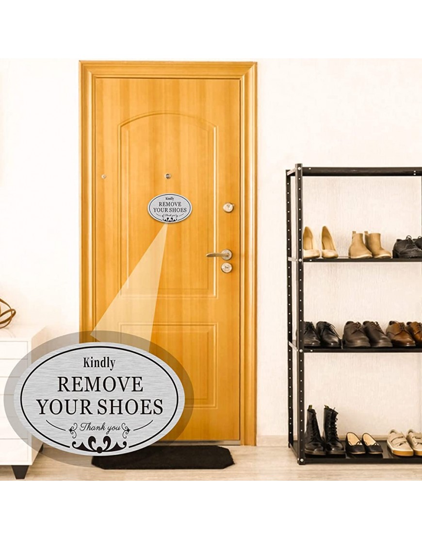CARGEN Kindly Remove Your Shoes Oval Please Take Off Your Shoes No Shoes Sign Decal Sticker PVC Home House Door Sign 3 x 5 - BB9QECGRT