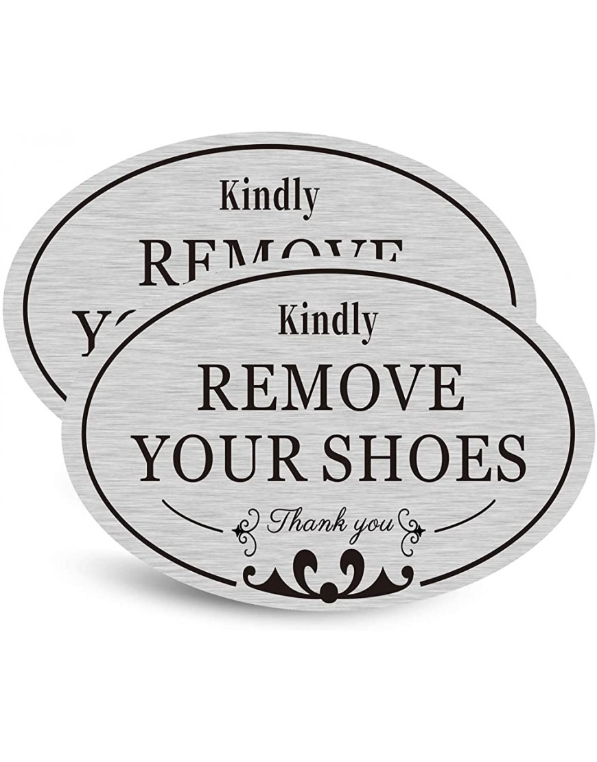 CARGEN Kindly Remove Your Shoes Oval Please Take Off Your Shoes No Shoes Sign Decal Sticker PVC Home House Door Sign 3" x 5" - BB9QECGRT