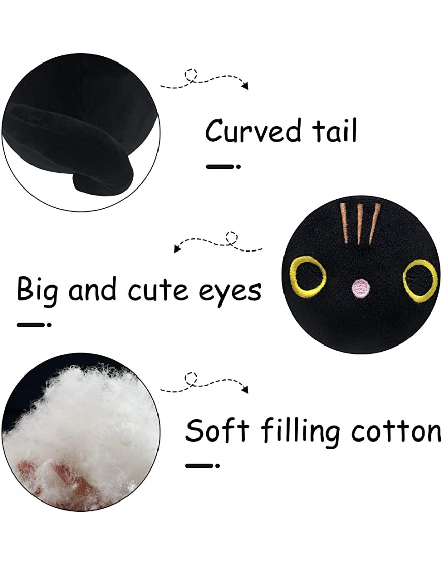 Cuecutie 9.8 Black Cat Plush Kawaii Cat Pillow Black Cat Stuffed Animal Plushies Cute Round Eyes Kitten Plush Doll Toy for Friend Birthday Valentine Christmas 9.8inch - B2R7XL9NZ