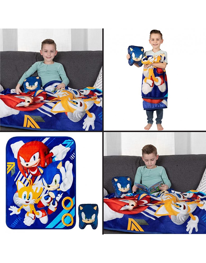 Franco Kids Bedding Super Soft Plush Decorative Pillow and Throw Set 40 in x 50 in Sonic The Hedgehog Anime - BLP40I718