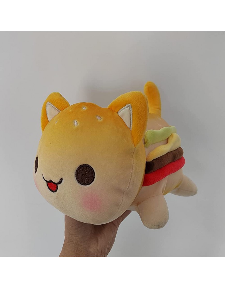 MeeMeows Cat Food Plushies Cartoon Cat Plush Doll Toys Soft and Cute French Fries Donut Cola Taco Hamburger Cat Food Pillow for Children Gifts and Fans to CollectHamburg - BDRVLX14S
