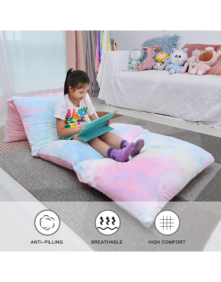 Yoweenton Unicorn Kids Floor Pillows Bed Seat Cover Queen Size Fold Out Lounger Chair Bed for Boys Girls Floor Cushion for Kids Room Decoration Cover ONLY - BW2Z0YDZP