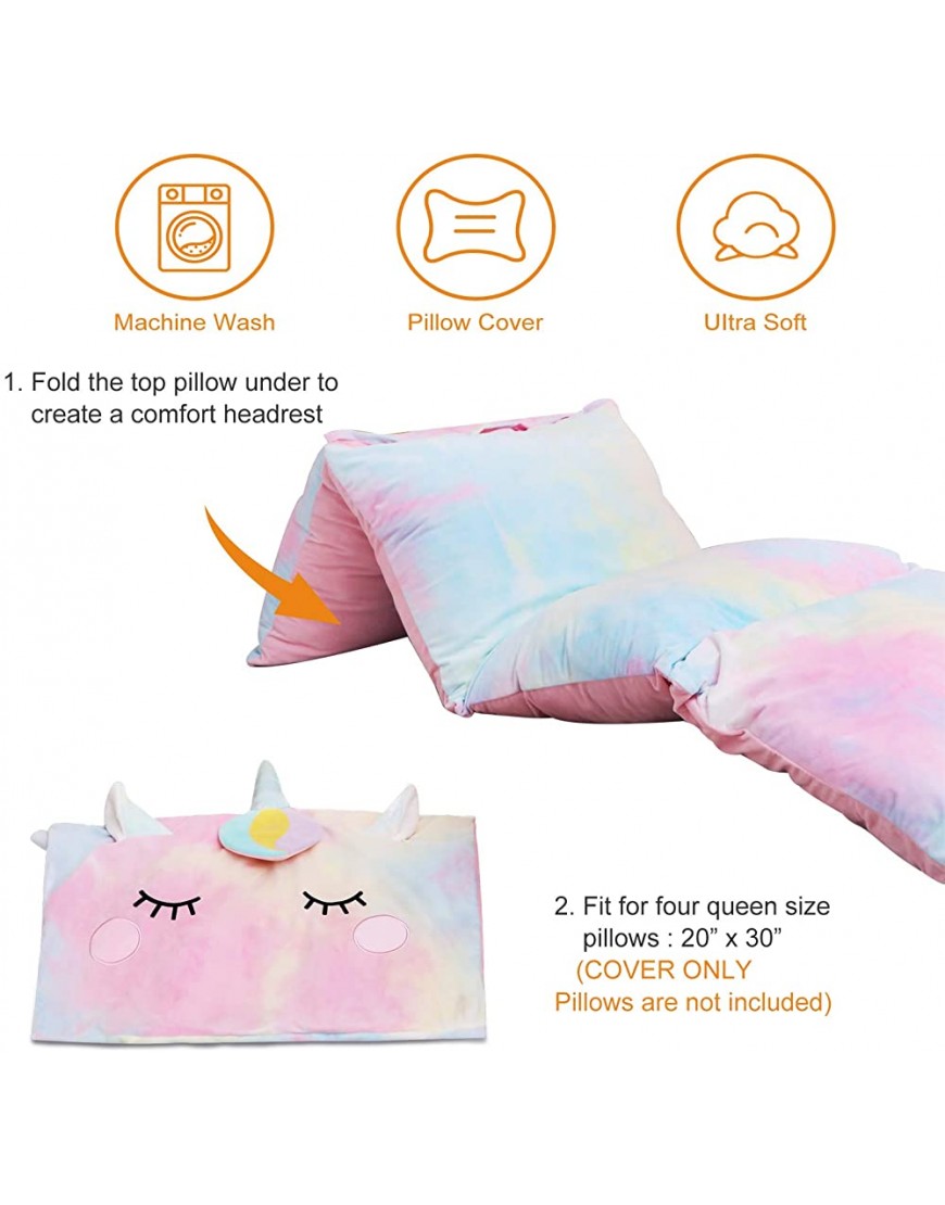 Yoweenton Unicorn Kids Floor Pillows Bed Seat Cover Queen Size Fold Out Lounger Chair Bed for Boys Girls Floor Cushion for Kids Room Decoration Cover ONLY - BW2Z0YDZP