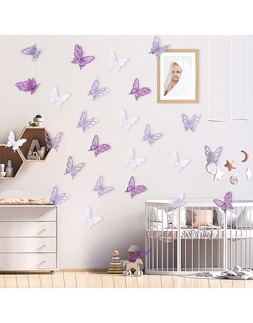 120 Pieces 3D Butterfly Wall Decor Mural Stickers Decals 3 Styles Butterfly Wall Decoration Butterfly Wall Decals for Baby Room Home Wedding Party DIY Decor Multicolor - BDDIU0U5O