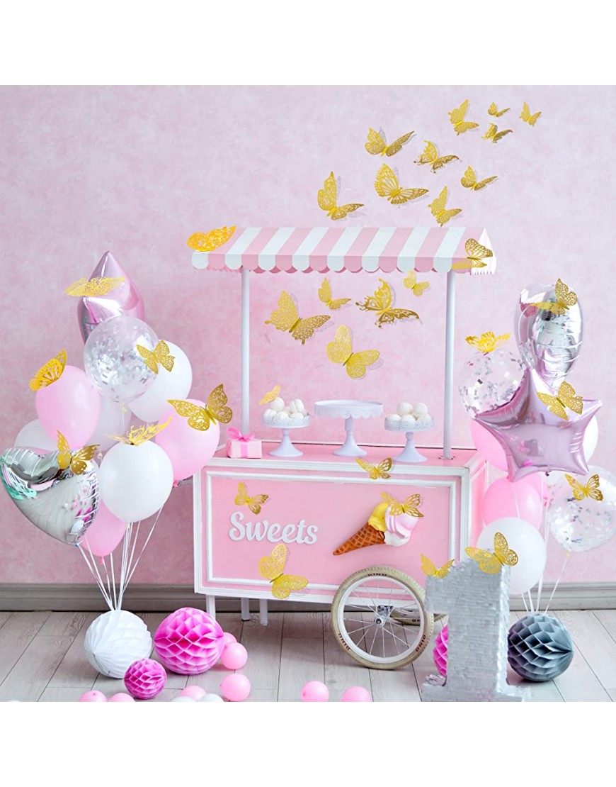 3D Butterfly Wall Decor 72 Pcs 12 Styles 3 Sizes Gold Butterfly Decorations for Bedroom Living Room Kids Room Nursery Classroom Removable Stickers Decals for Birthday Party Wedding - B6LRAIAB0