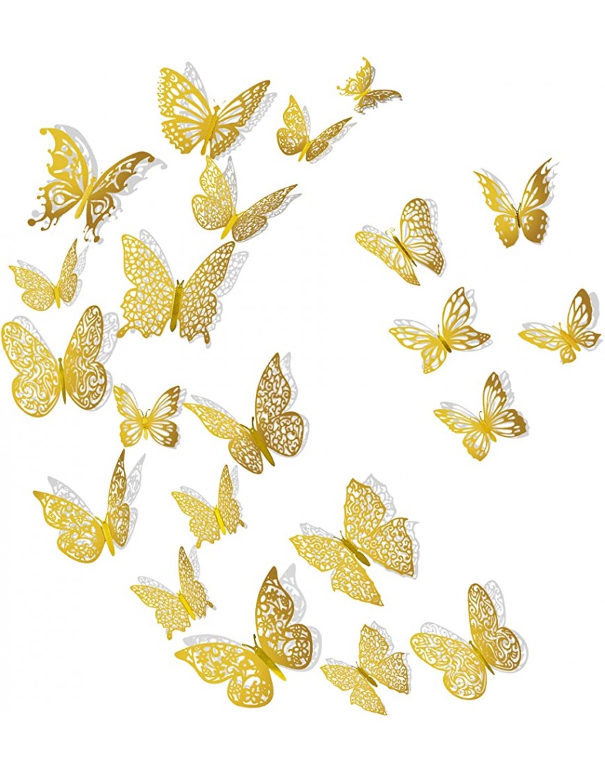 3D Butterfly Wall Decor 72 Pcs 12 Styles 3 Sizes Gold Butterfly Decorations for Bedroom Living Room Kids Room Nursery Classroom  Removable Stickers Decals for Birthday Party Wedding - B6LRAIAB0