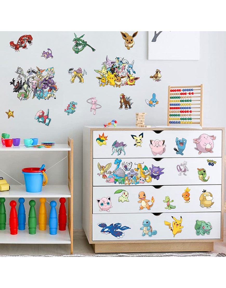 Anime Wall Decals 36 Pcs Large Waterproof Cartoon Wall Sticker Peel and Stick Removable Anime Wall Mural Decor for Girls Kids Bedroom Baby Nursery Living Room Decoration - BSL2PZJ02