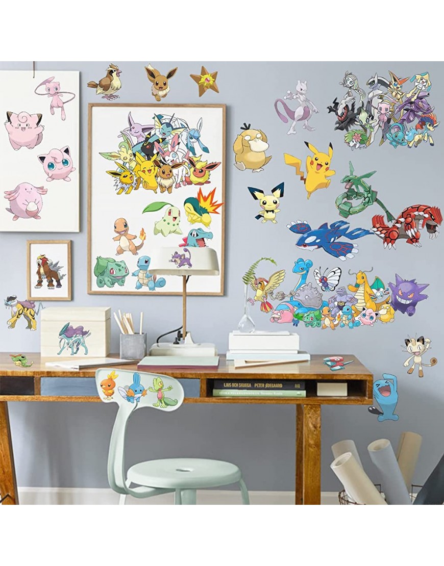 Anime Wall Decals 36 Pcs Large Waterproof Cartoon Wall Sticker Peel and Stick Removable Anime Wall Mural Decor for Girls Kids Bedroom Baby Nursery Living Room Decoration - BSL2PZJ02