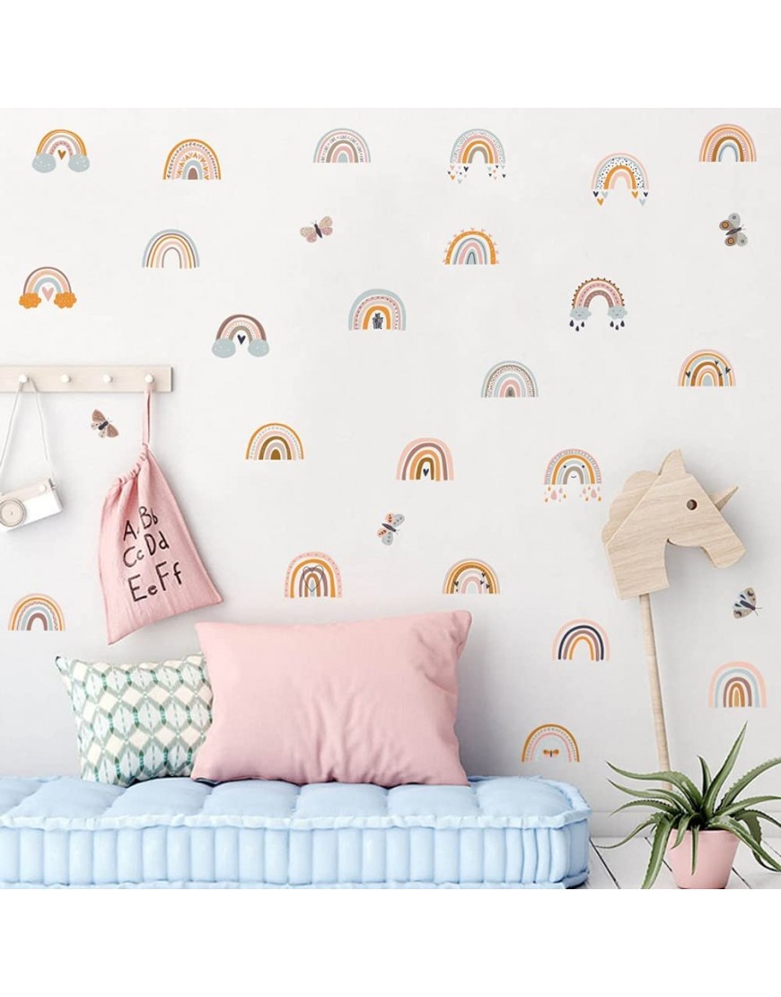 Boho Rainbow Peel and Stick Wall Decals for Girls Bedroom Kids Room Nursery Decor 56 Pcs - BYRXY8TR2
