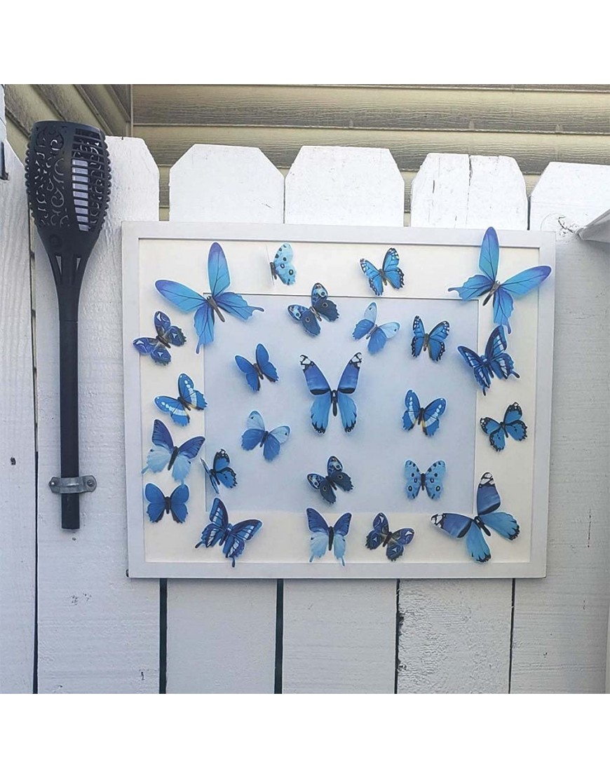Butterfly Wall Decals 24 Pcs 3D Butterfly Removable Mural Stickers Wall Stickers Decal Wall Decor for Home and Room Decoration Blue - B6IBFI6B4