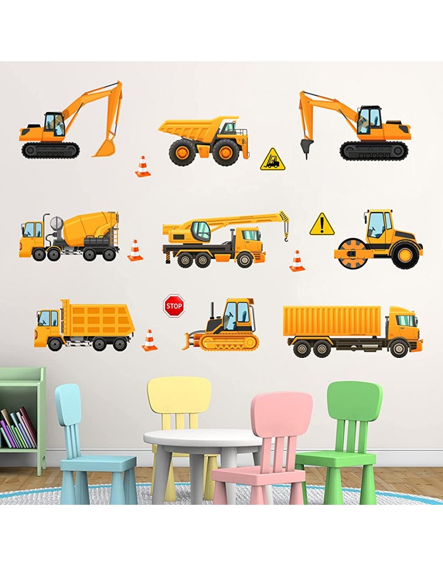 Construction Wall Decals Glow in The Dark Wall Stickers City Vehicles Car Wall Decal Luminous Truck Excavator Tractor Decals Transportation Sticker Boys Kids Bedroom Playroom Nursery Ceiling Decor - BKHRAPYWZ