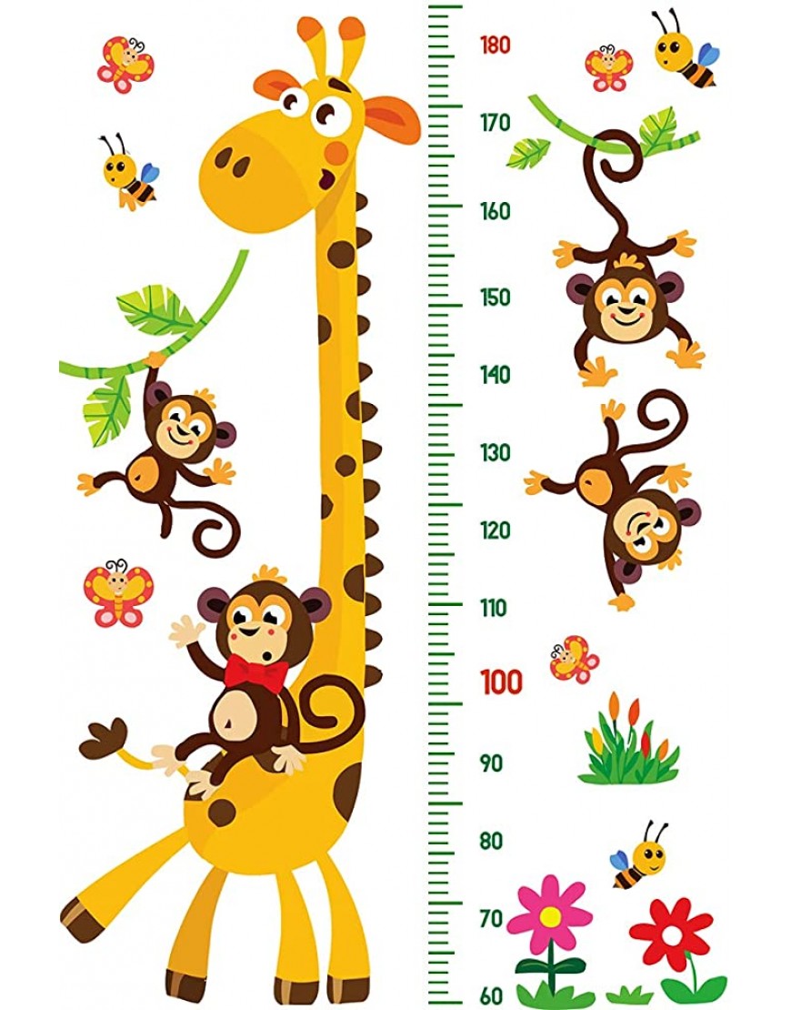 DEKOSH Giraffe & Monkeys Kids Height Wall Chart | Peel & Stick Nursery Wall Decals for Baby Bedroom Toddler Playroom - BFCHXQ7WE