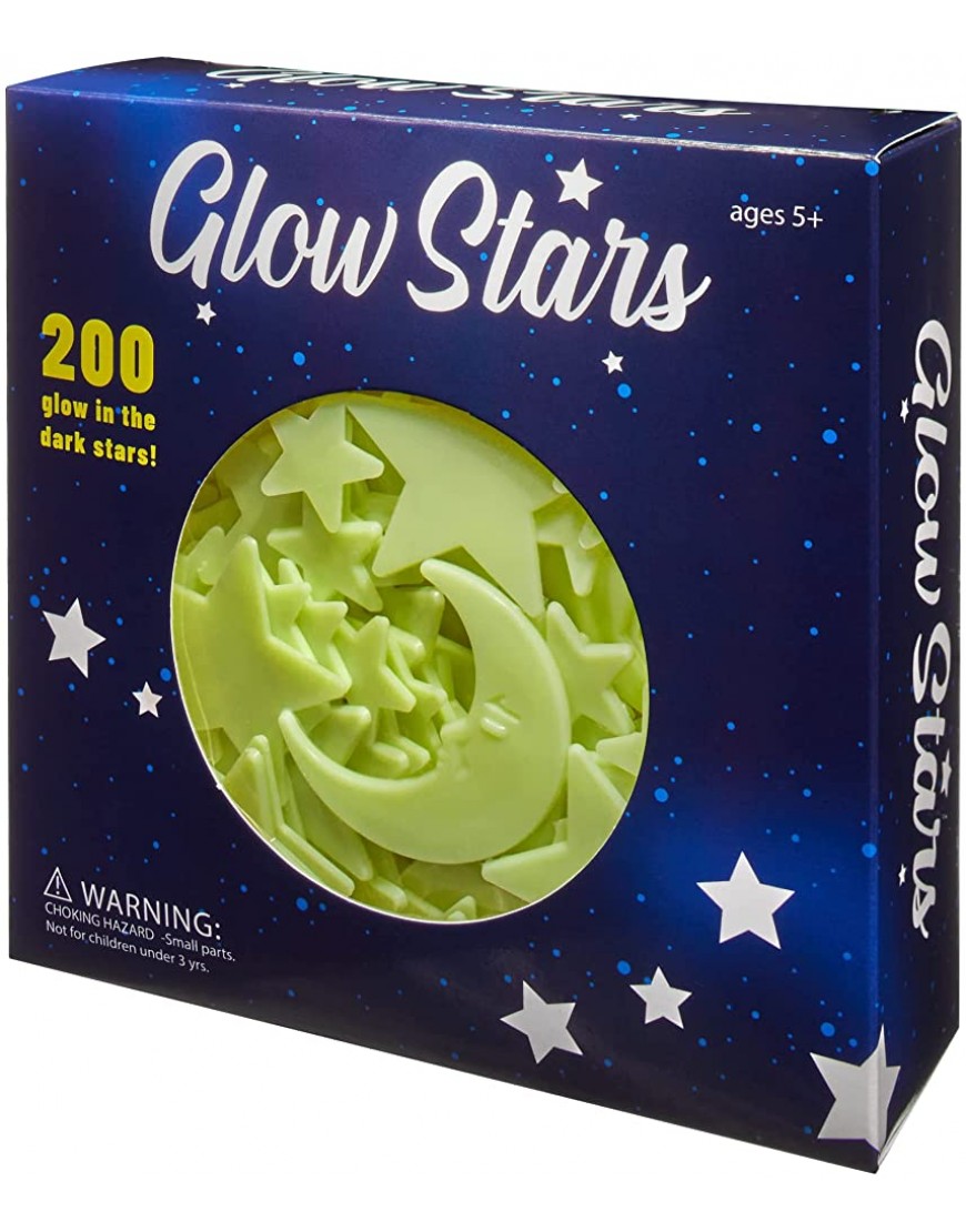Deluxe 200 Count Glow Stars 200 Glow in The Dark Stars Ceiling Stars with Bonus Moon Stocking Stuffers for Kids Room Decor - BF4W1A0JA