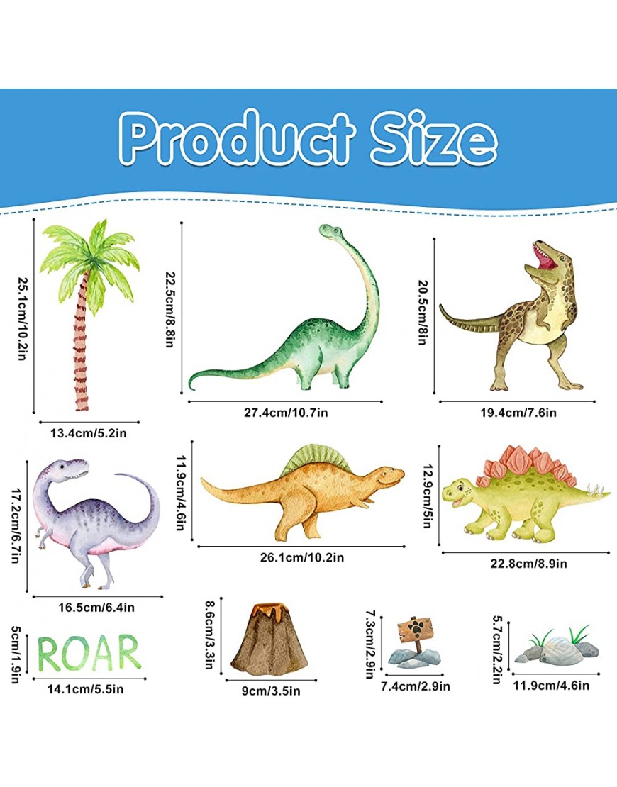 Dinosaur Wall Decals Glow in The Dark Dinosaur Wall Stickers Watercolor Dinosaur Decal Large Removable Vinyl Dino Wall Decals for Boys Bedroom Kids Girls Baby Nursery Playroom Living Room Wall Decor - B0CL2L8DT