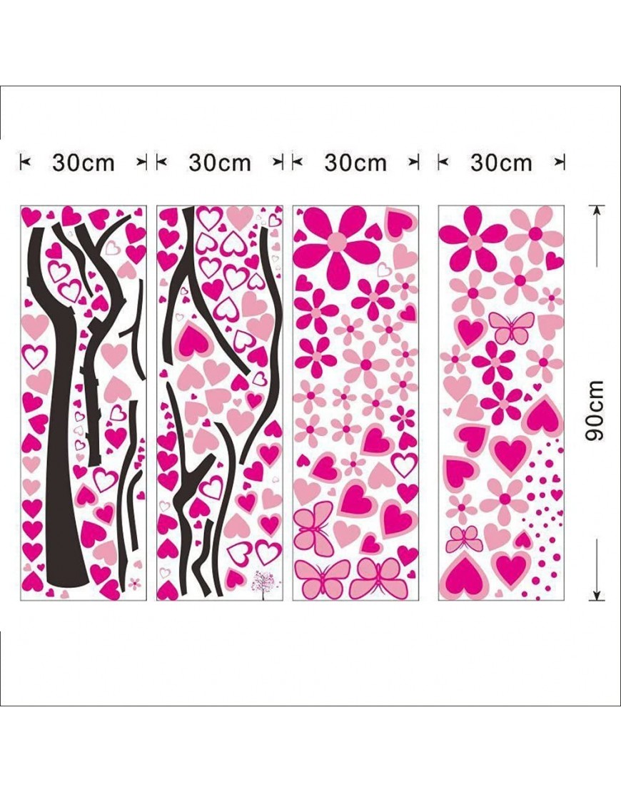 ElecMotive Huge Size Cartoon Heart Tree Butterfly Wall Decals Removable Wall Decor Decorative Painting Supplies & Wall Treatments Stickers for Girls Kids Living Room Bedroom - BSIX6VRPB