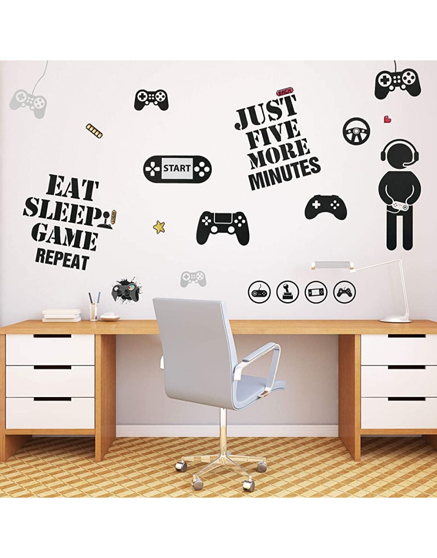 Gamer Room Decor Gaming Wall Decals Sticker Gamer Decals Boys Room Decals Video Game Decor Eat Sleep Game Wall Decal for Gamer Bedroom Playroom Decorations Classic Style - BP14J5I3K