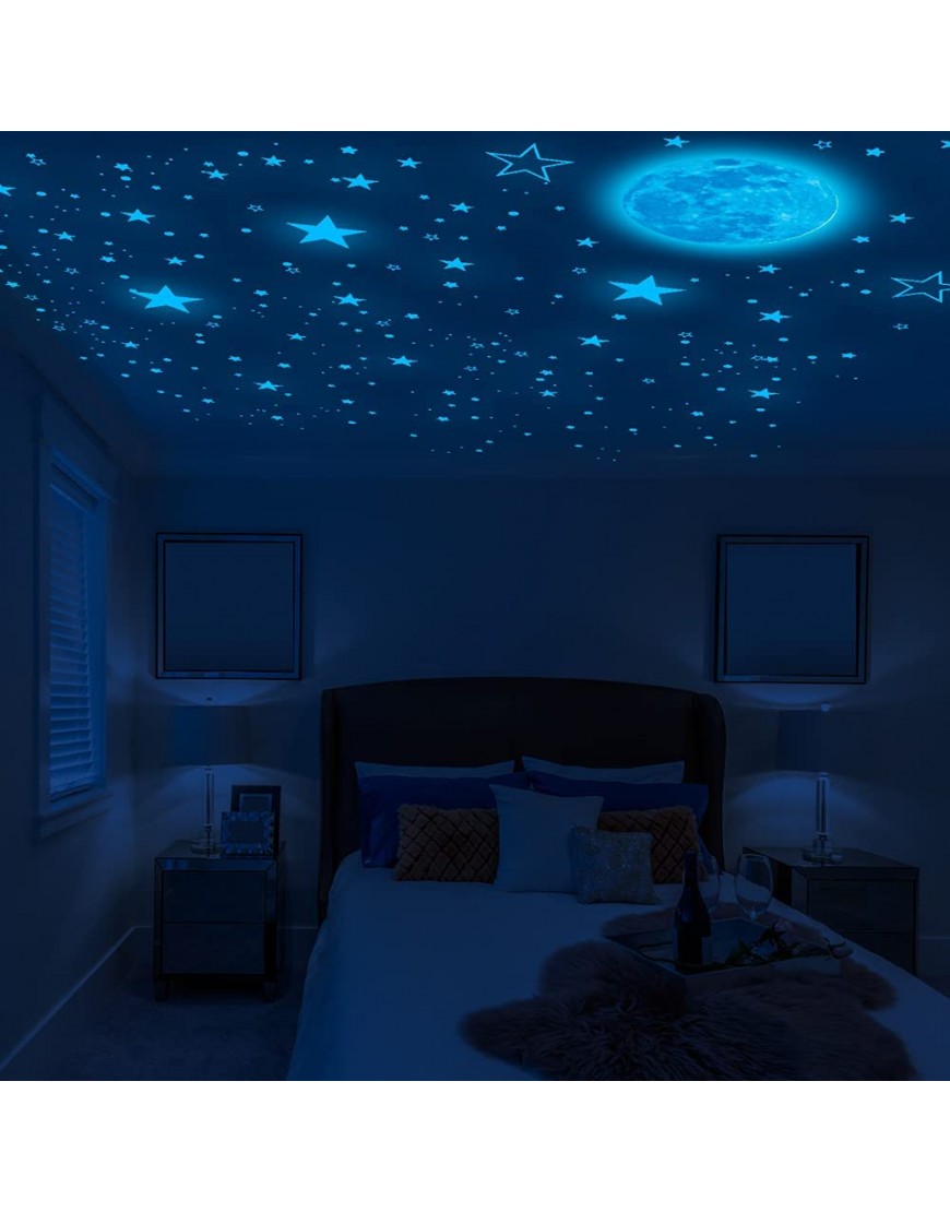 Glow in The Dark Stars for Ceiling 1049PCS Wall Stickers Inculding Moon and Stars Decor Glow in The Dark Wall Decals for Kids Room - B2BU97Y0Y