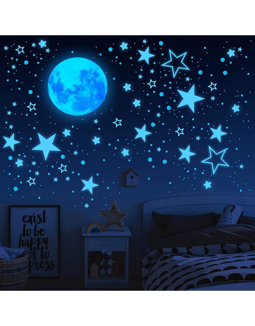 Glow in The Dark Stars for Ceiling 1049PCS Wall Stickers Inculding Moon and Stars Decor Glow in The Dark Wall Decals for Kids Room - B2BU97Y0Y