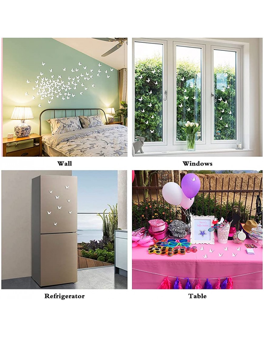 Luxbon 100Pcs 3D Paper White Matt Effect Butterfly Wall Stickers Removable Butterflies Decor Wall Decals for Livingroom Home Nursery Girls Bedroom DIY Wall Decorations - BAS5PNXHN
