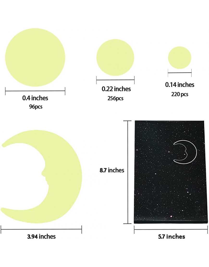 Realistic 3D Domed Glow in The Dark Stars 572 Dots in 3 Sizes and A Moon for Ceiling Or Walls Glow Brighter and Longer Than Typical Glow in The Dark Stickers Perfect for Kids Bedroom Living Room - B4HTBDC67