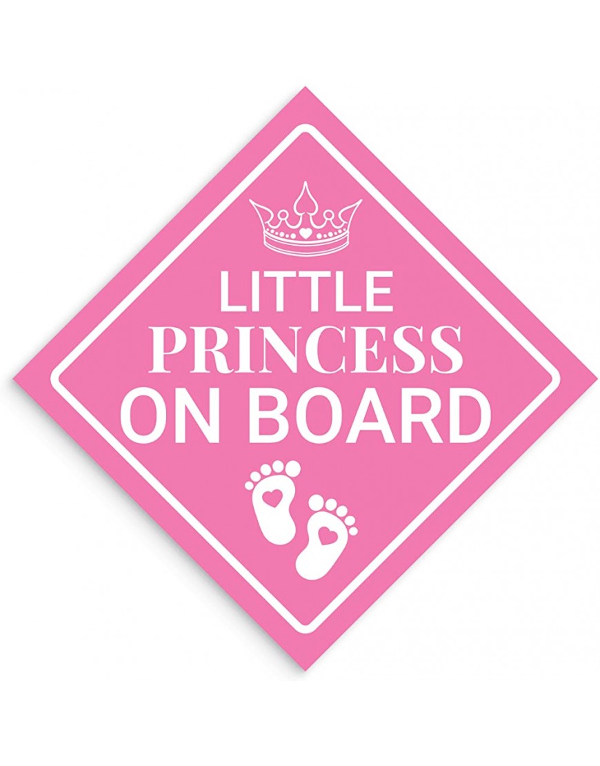 Super Cute Elegant 4.5in Princess on Board Sticker 1pk. Bright Pink Diamond Newborn Caution Car Bumper Decals. Premium Vinyl Baby Safety Warning Label for Vehicles Trucks Automobiles Cars Vans - B8YHK2T79