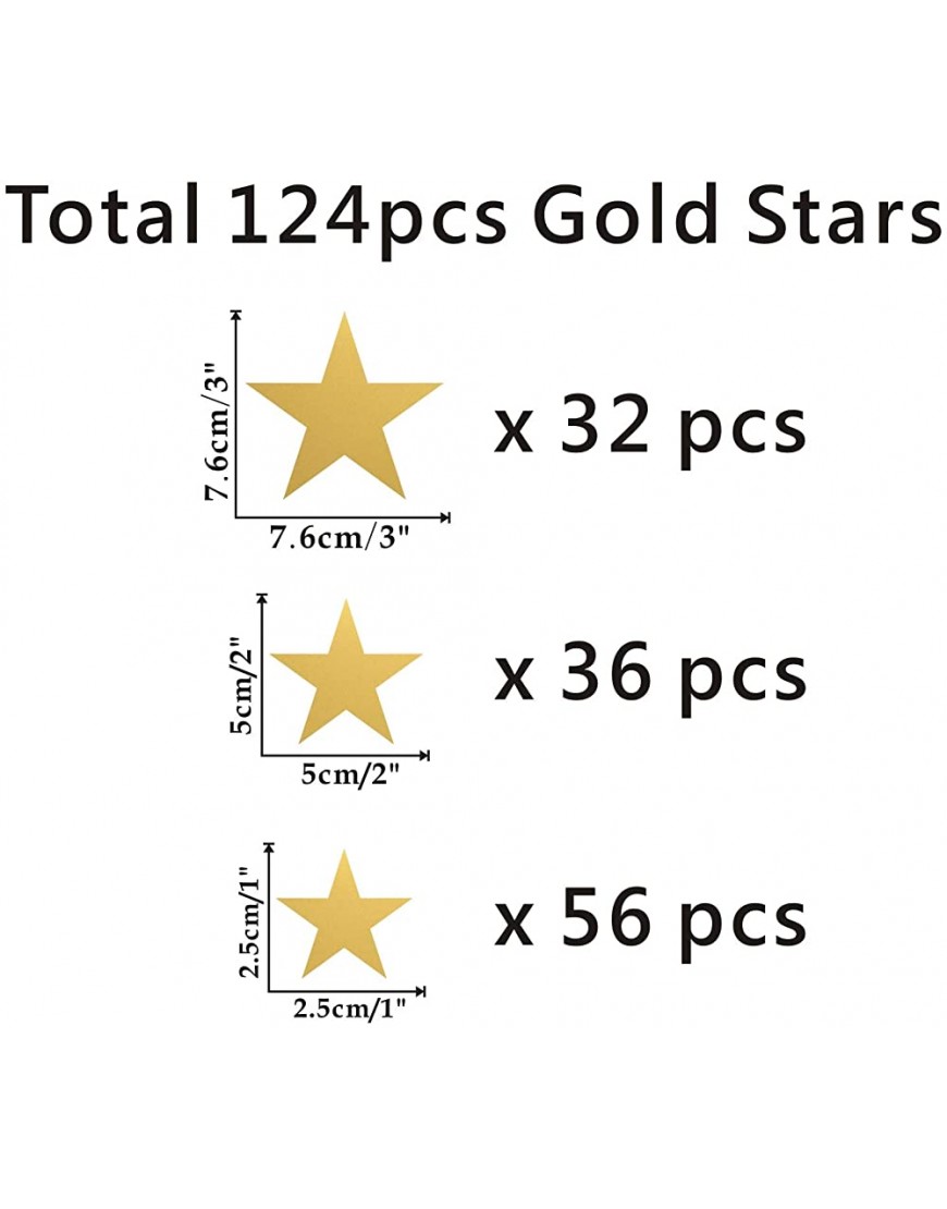 TOARTi Stars Wall Decals 124 Decals Wall Stickers Removable Home Decoration Easy to Peel Stick Painted Walls Metallic Vinyl Polka Wall Decor Sticker for Baby Kids Nursery Bedroom Gold Stars - B15N9868B