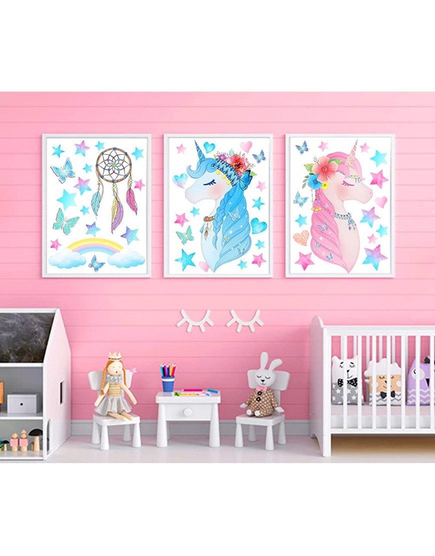 Unicorn Bedroom Decor for Girls Unicorn Wall Decals Playroom Decor Rainbow Dreamcatcher Butterfly Wall Stickers for Bedroom Kids Nursery Birthday Party Decoration - BH7OSCAB6