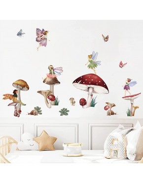 wondever Fairy Mushroom Wall Stickers Flying Girl with Wings Peel and Stick Wall Art Decals for Kids Nursery Baby Room Bedroom - BLW0OQPL4