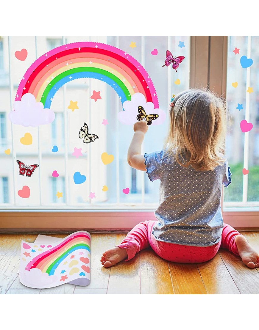 Yeaqee Rainbow Wall Decals Removable Star Butterfly Heart Wall Sticker Watercolor Star Rainbow Wall Sticker Vinyl Girls Room Decorations for Nursery Baby Kids Girl Teen Bedroom - BOQ8QI49D