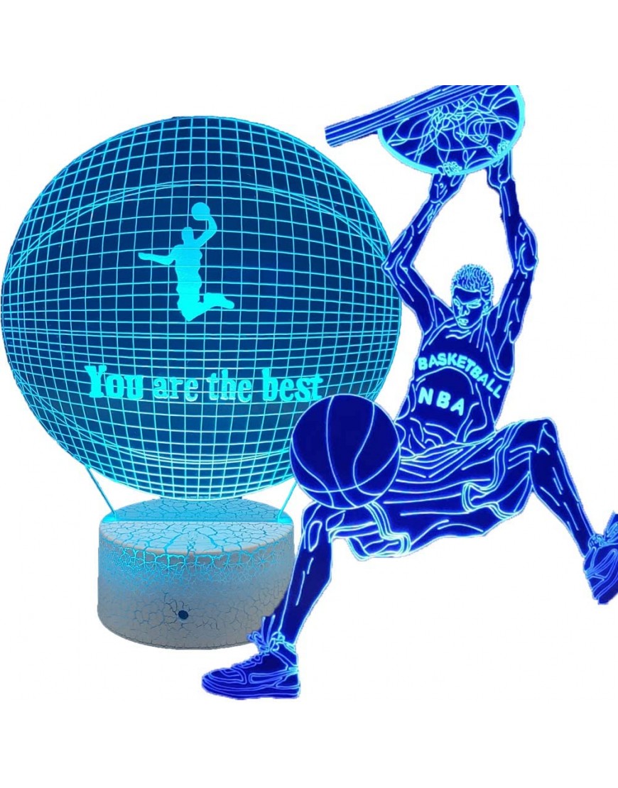 3D Basketball Lamp for Boys Gifts Optical Illusion Night Light with 2 Acrylic Flats 7 Colors Led Desk Light Up Shade for Kids Bedroom Décor Birthday - BQO80SO8U