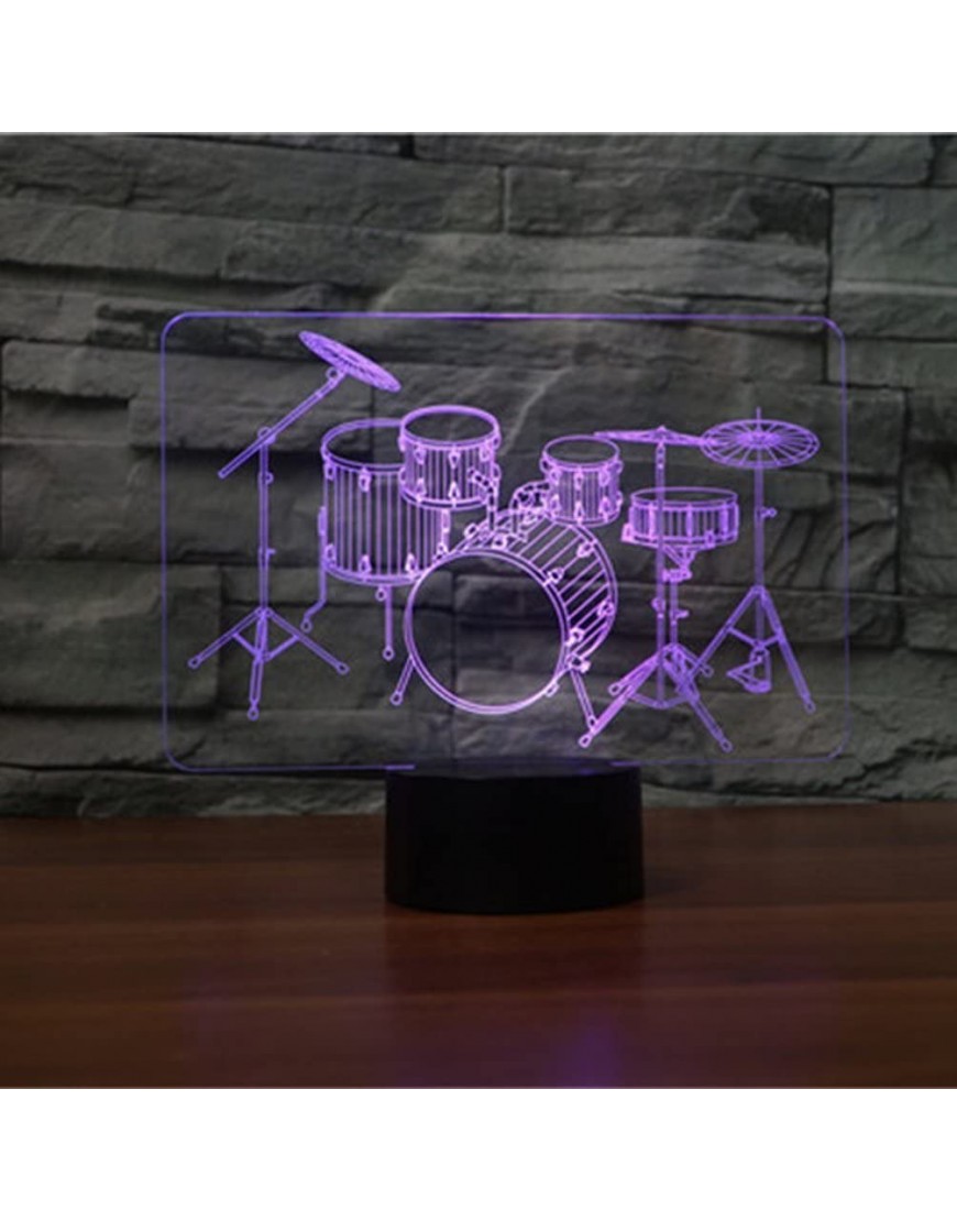 Creative 3D Drum Kit Night Light USB Powered Touch Switch Remote Control LED Decor 3D Lamp 7 16 Colors Changing Children Kids Gift Christmas Xmas Brithday Gift - B0VXB2BSY