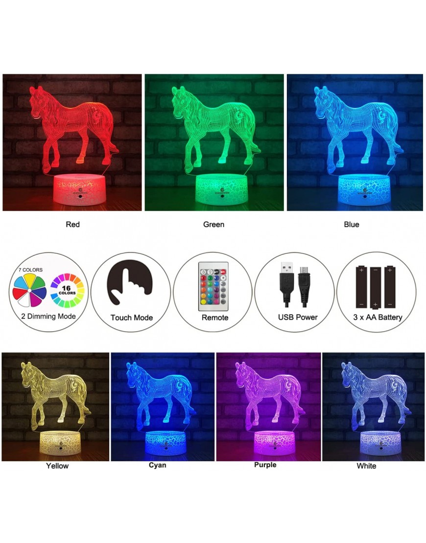 easuntec Horse Gifts for Girls,Horse Toys Night Lights for Kids with Timer Remote Control & Smart Touch 7 Colors Birthday Gifts for Girls Age 2 3 4 5 6 7 8 9 Year Old Girl Gifts Horse - BC1DNNF5N