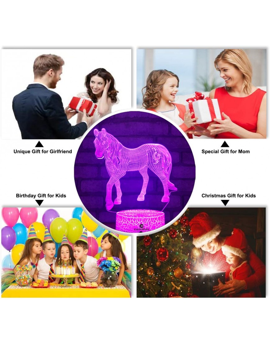 easuntec Horse Gifts for Girls,Horse Toys Night Lights for Kids with Timer Remote Control & Smart Touch 7 Colors Birthday Gifts for Girls Age 2 3 4 5 6 7 8 9 Year Old Girl Gifts Horse - BC1DNNF5N