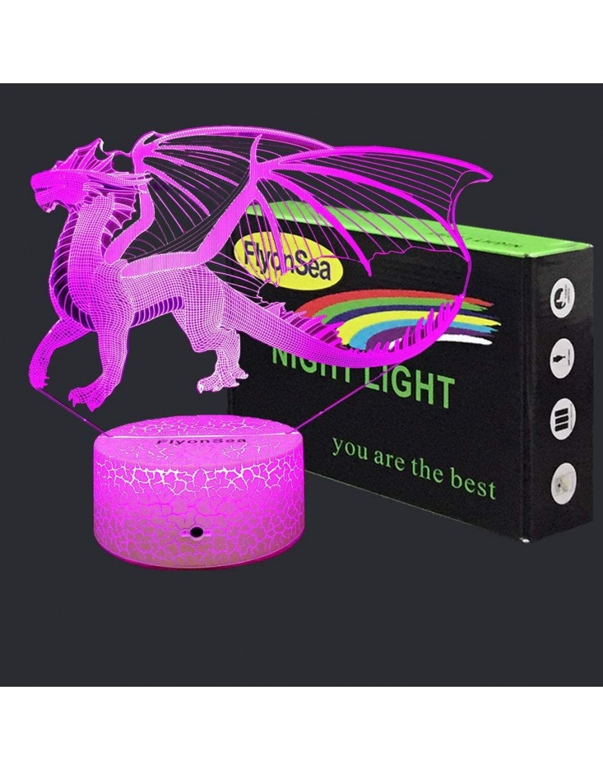 FlyonSea Dragon Gifts Dragon Light 16 Color Changing Dimmable Kids Night Light with Touch and Remote Dragon Toys Light as Birthday Gifts for Boys Kids - B4PJ7OHVQ