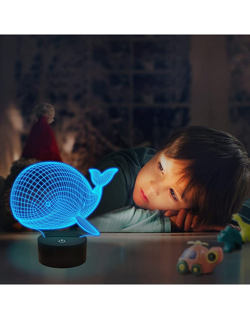 FULLOSUN Night Lights for Kids Ocean Whale Illusion 3D Night Light Bedside Lamp 16 Colors Changing with Remote Control Best Birthday Gifts for Child Baby Boy and Girl - B6843YXM1