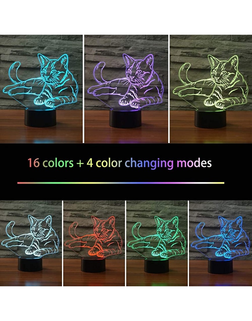 HPBN8 Ltd Creative Cat Night Light USB Powered Touch Switch Remote Control LED Decor Optical Illusion 3D Lamp 7 16 Colors Changing Children Kids Toy Christmas Xmas Brithday Gift - BECMJW5LV