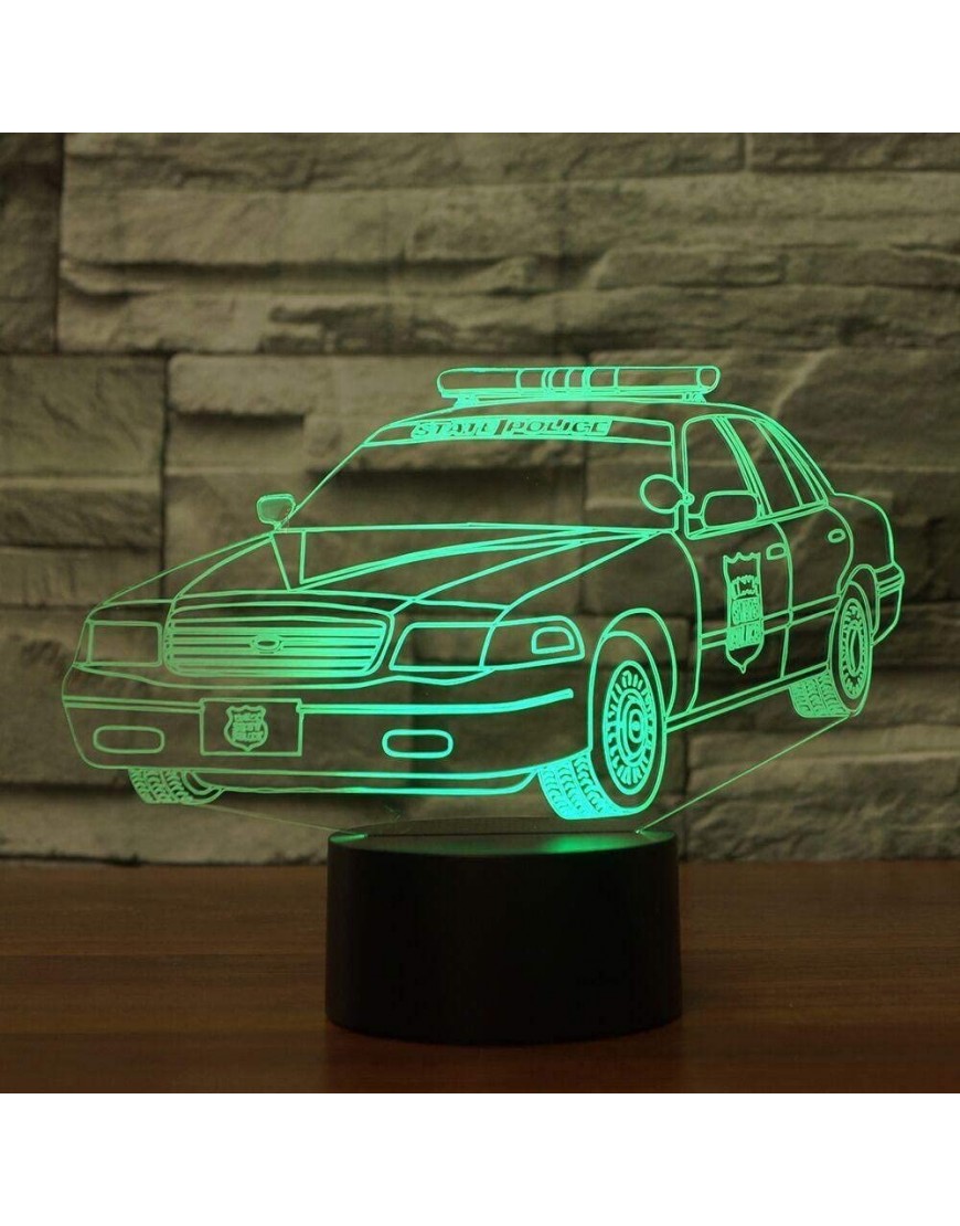 HPBN8 Ltd Creative Police Car 3D Night Light Illusion Lamp USB Powered Touch Switch Remote Control LED Decor 3D Lamp 7 16 Colors Changing Brithday Children Kids Toy Christmas Xmas Gift - B8Y0LGTTU